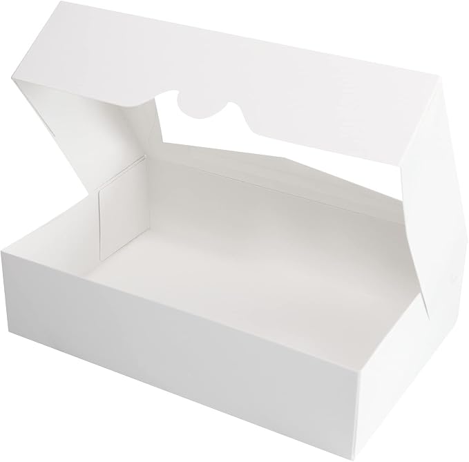 15-Pack 10inch White Pastry Bakery Cookie Box,10x7.75x2.5inch Large Donuts,Muffins,Cookies Boxes with PVC Window - Auto-Pop up Paper Box Nature Cardboard Take Out Container,Pack of 15