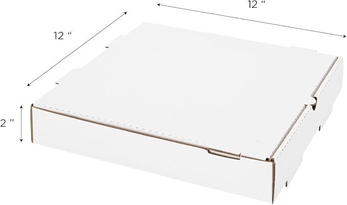Karat Pizza Boxes 12" x 12" x 2" [50 Pack] White Corrugated Boxes | Ventilated, Grease-Resistant, Durable for Pizza, Catering or Shipping Use