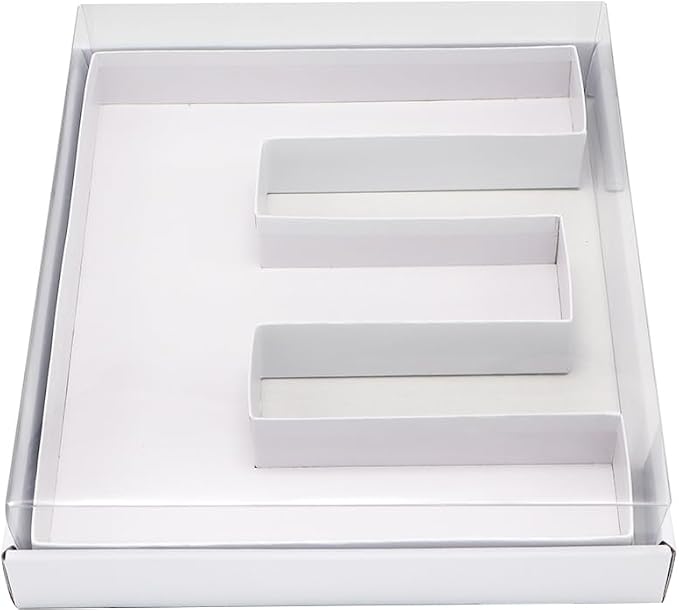 WENPACK 12.5" Cardboard Letter Shaped Mache Decorative Strawberries Fillable Sweets Candy Box with Clear Lid (White, E)
