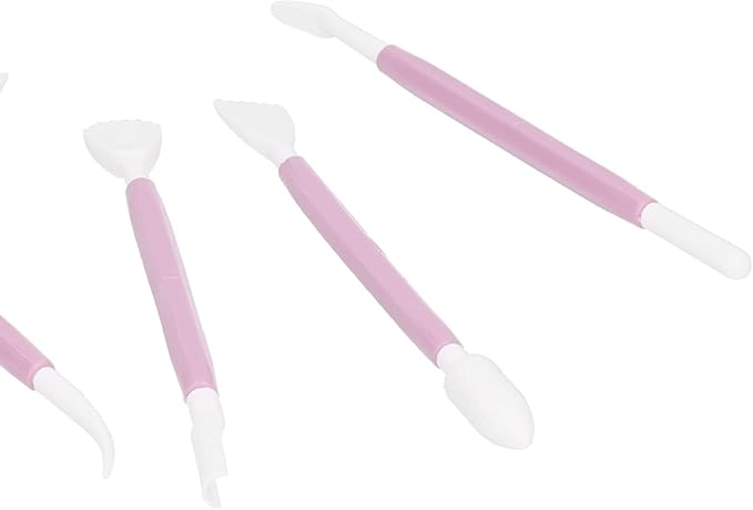 8PCS Carving Knife Baking Craft Tool Fondant Sculpting Tool Plastic Cake Decorating Pens Cake Decorating Kit Cutting Blade Pick Tool Cake Pastry Carving Cutter for Bakery (Pink OPP bag)