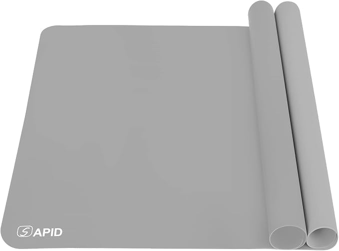 Sapid 2Pcs Thick Silicone Mat for Crafts, Nonstick Silicon Sheet for Epoxy Resin, Jewelry Mold Casting, Art Painting Mats, Food Grade Pastry Mat, Heat- Resistance Placemats (20"×27.9", Gray)