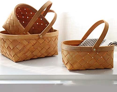Handmade Rattan Storage Container Storage Basket Wooden Storage Basket with Handle Storage Container