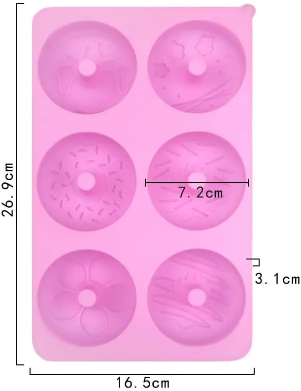 2 Pack Donut Silicone Baking Mold,Silicone Donut Mold for 6 Doughnuts,Non-Stick, Dishwasher Safe,Handmade Soap Making Bath Bombs Lotion Bar Candle (Donut mold)