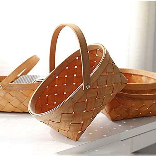 Handmade Rattan Storage Container Storage Basket Wooden Storage Basket with Handle Storage Container