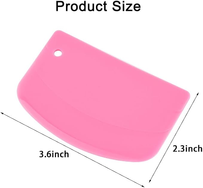 5 Pack Dough Scraper, 5.3 x 3.6 Inch Plastic Bench Scraper, Bowl Spatula, Kitchen Pastry Cutter Tool for Bread Dough, Pastry, Pizza, Baking Cake (Green,Pink,Yellow,Light Blue)