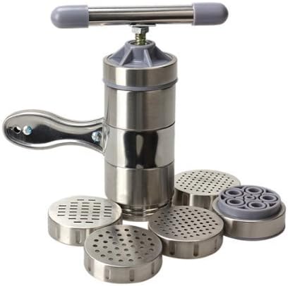 Stainless Steel Manual Noodles Press Machine Pasta Maker with 5 Noodle Mould