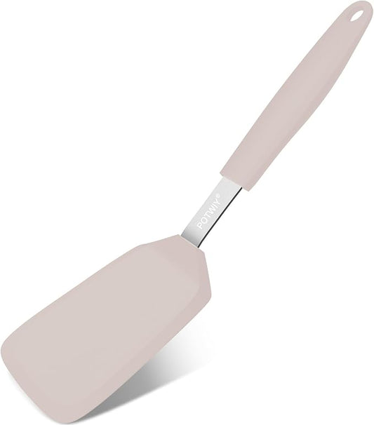 Silicone Spatula, 13 x 3.2 In, 600°F Heat Resistant (Khaki) | Flexible Turner, BPA Free, Non Scratch for Non Stick Frying Pan, Kitchen Cooking, Flipping, Dishwasher Safe