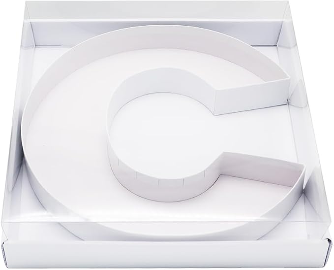 WENPACK 12.5" Cardboard Letter Shaped Mache Decorative Strawberries Fillable Sweets Candy Box with Clear Lid (White, C)