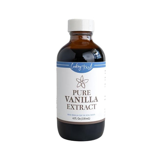Cooking with Karli 100% Pure Vanilla Extract– Gluten Free, Kosher, Vegan, GMO Free – Premium Ethically Sourced Vanilla for Better Baking - 4 oz bottle