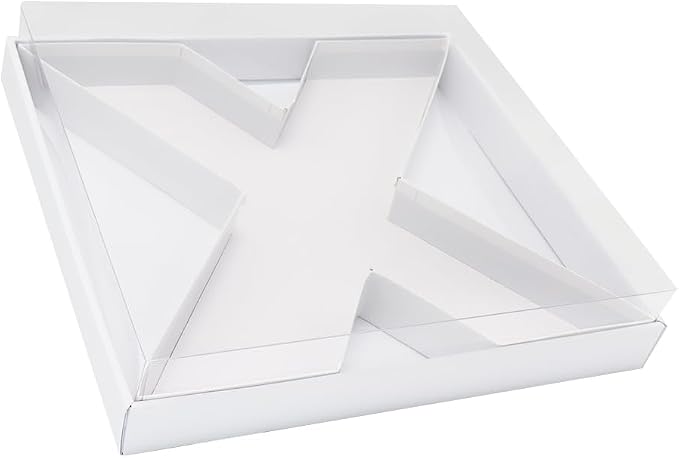 WENPACK 12.5" Cardboard Letter Shaped Mache Decorative Strawberries Fillable Sweets Candy Box with Clear Lid (White, X)