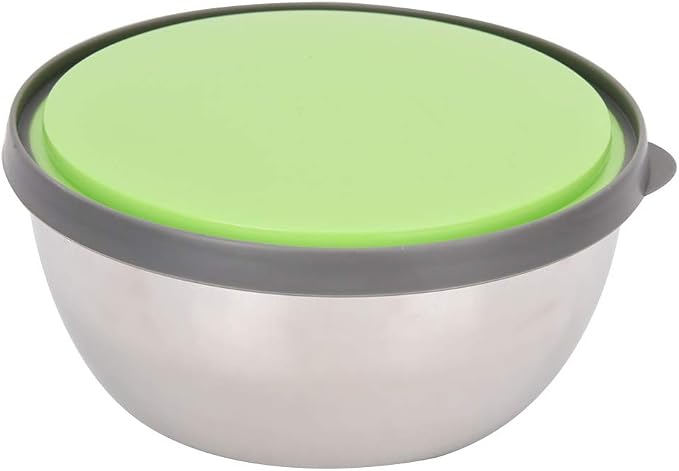 3 Piece Stainless Steel Mixing Bowls Set with Sealing Lids Nested Food Storage Containers 12 14 16 Cm for Cooking Baking Prepping Camping Home Office Lunch