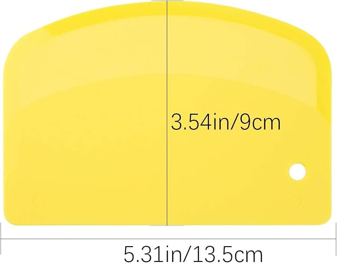 LUTER 2pcs 13.5x9cm/5.3x3.5 Dough Scraper Plastic Pastry Cutter Bowl Scrapers Dough Bread Cutters for Cake Decorating Baking (Yellow, White)
