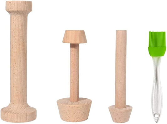 Wooden Tart Tamper Set Double Side Pastry Dough Tamper Egg Tarts Tamper Pastry Tools DIY Cake Pastry Tools for Making Egg Tart, Cheesecakes and Desserts, Set of 4