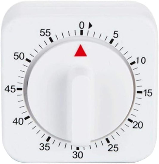 White Timer, 60 Minutes Kitchen Cook Square Timer Mechanical Countdown Alarm Clock Reminder, Thermometers and Timers