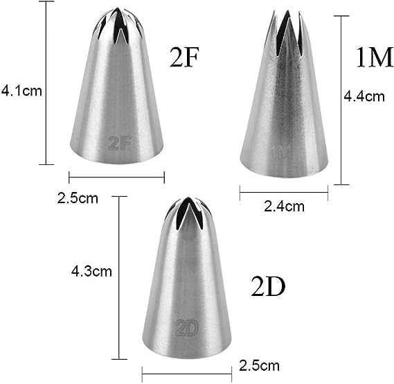 2F Silver Bakery Russian Stainless Steel Pastry Tips Cupcake Cherry Blossoms Icing Piping Nozzles Ice Cream Tool Cake Decorating Baking Mold Kitchen and Dining
