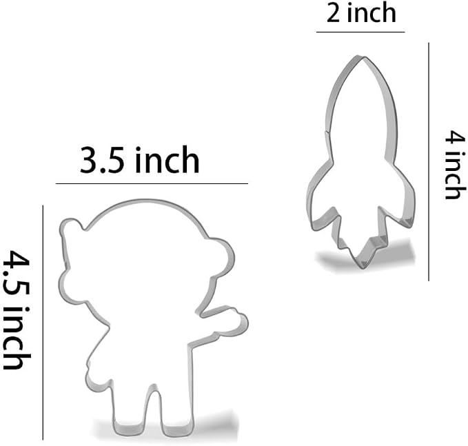 Keewah Space Cookie Cutter Set - 7 Piece - Stainless steel | Rocket, Astronaut, UFO, Moon, Saturn, Star, Planet