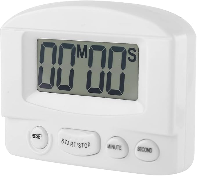 Portable Digital Clock Countdown Timer Large LCD Display Kitchen Timer for Classroom with Magnet Bracket for Refrigerator Microwave Oven White Black (White)