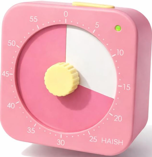 60 Minute Visual Timer for Kids - Premium Countdown Timer with Magnetic Back & Pause Function, Silent Operation for Classroom Teaching Home, Time Management Tool(Batteries Included) (Pink)