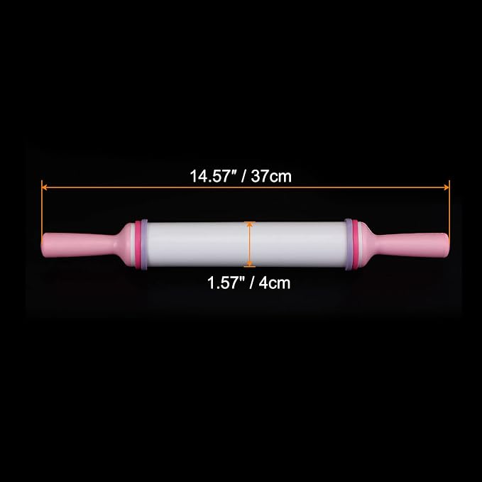 HARFINGTON Fondant Rolling Pin 14.57" x 1.57" Adjustable Guide Non-Stick Flat Pattern with Handle PP Plastic Fondant Roller Dough Roller Rolling Pins for Baking Cookie Pastry Clay