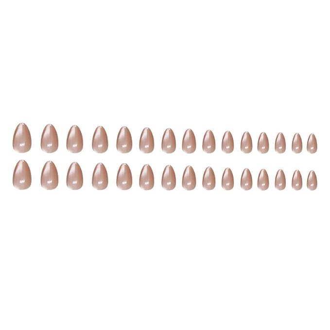 30Pcs Press on Nails Short Almond ZWENJIE Cat Eye Fake Nails Press ons Nail Tips Stick on Nails Tip Acrylic Nails Kit French False Nails with Light Coffee Design Nail Art for Women Manicure