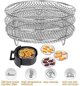 3 layer circular Baking net Air Fryer Racks for Gowise USA Airfryer,Accessories for Ninja AirFryer,Fit all 4.2QT - 5.8QT Air fryer,Oven,Press Cooker (Circle)