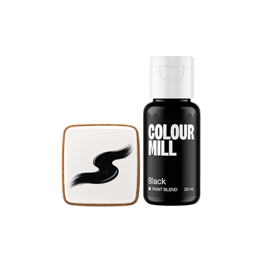 Colour Mill Edible Food Paint – Vibrant Cake & Fondant Decorating Colors for Cookies, Chocolate, Royal Icing & Desserts 20 Milliliters - Matte Black