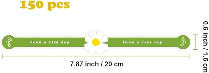 Have a Nice Day Sealing Stickers White Flower Handmade Food Bakery Stickers 150 Pcs Long Green Baking Labels