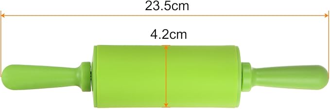 HARFINGTON Silicone Rolling Pins for Baking 9 Inch Non Stick Rolling Pin Small Roller Playdough Rolling Pins for Dough Pizza Pastry Fondant Kitchen, Green