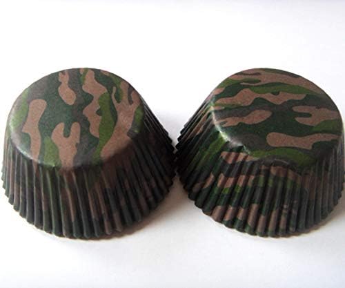 black camouflage greasproof Paper Muffin Cupcake Liners case Baking Cups 100 pcs,Standard Size 2x1.25inch (black camouflage)