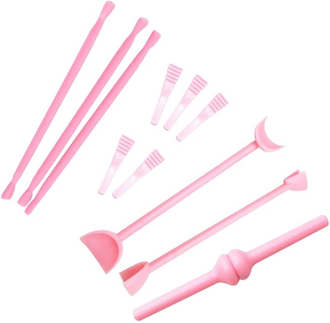 SHOWERORO 11-Piece Fondant Cake Carving Tools Set Cake Decorating Mould Kit with Cup Chisel Angle Chisel Flat Taper Point and Cup Round Tips for Sugar Craft Eye Detail Modeling