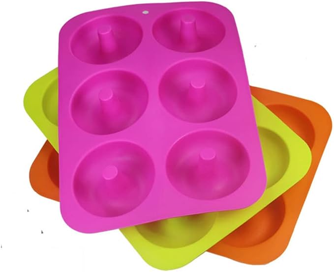 DIY 6-Cavity Cake Donut Mold Non-Stick Baking Molds Cake Pan Silicone Tray for Doughnut Cake Bread Pudding Chocolate Muffin Soap (Dark Purple)