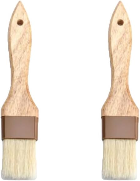 1.6inch Width Basting Brush Pastry Brush Oil Brush for Cooking, 2pcs Kitchen Basting Brushes Boar Bristle BBQ Brushes for Grill, Beech Wooden Handle Food Brush for Spreading Marinade