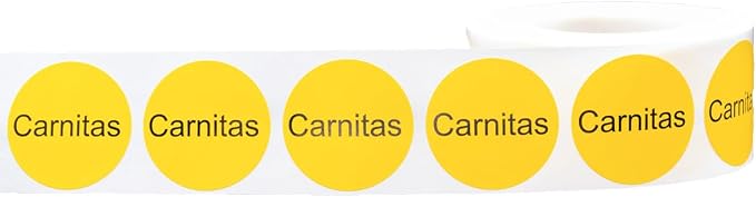 Yellow with Black Breakfast Burrito Circle Dot Adhesive Stickers, 1 Inch Round Labels, 500 Total Stickers