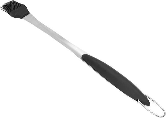 Stainless Steel Basting Brush with Silicone Head | Heat Insulation Long Handle for BBQ/Baking/Pastry | Food Grade Oil Brush for Sauce & Marinade | Multipurpose Kitchen Tool