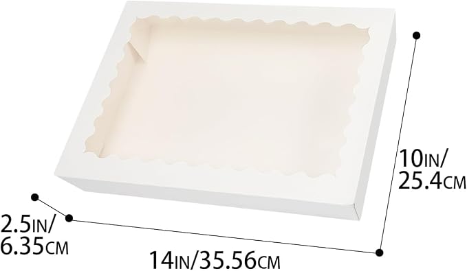 qiqee Auto-pop Up 14x10x2.5 Inch White Cookie Box with Window 15Pcs Pastry Macaron Bakery Box For Packaging