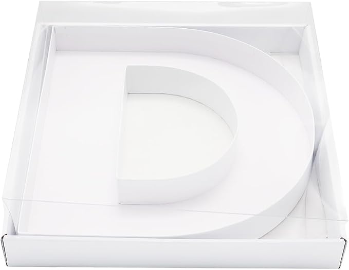 WENPACK 12.5" Cardboard Letter Shaped Mache Decorative Strawberries Fillable Sweets Confectionery Box with Clear Lid (White, D)