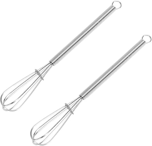 Stainless Steel Mini Whisk Set of 2, Small Wire Hand Whisks, Kitchen Cookware for Cooking, Whisking, Blending, Beating, 5/7/8/10 inch