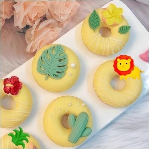Tropical Flower Leaf Silicone Mold, 4 Pcs Hibiscus Plumeria Flower Cactus Fondant Molds Tropical Palm Leaves Chocolate Molds for Candy Cake Decoration Cupcake Topper Gum Paste Polymer Clay