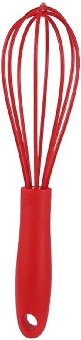 6 Inch Handheld Manual Mixer Silicone Stainless Steel Whisk for Whipping Cream Beating Eggs Mixing Flour Baking Tool(Red)