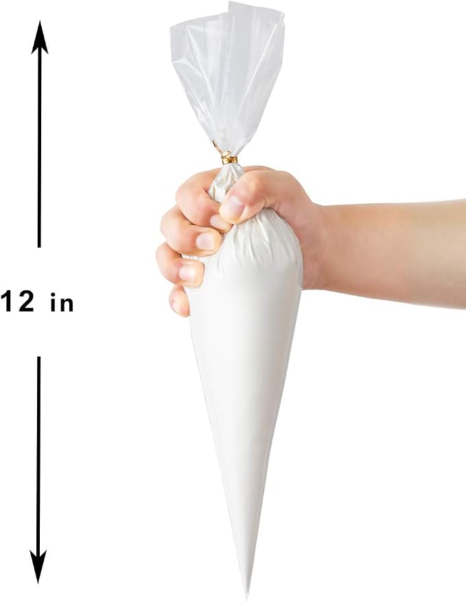 KTOB 100% Compostable Piping bags - 12 Inch 100 Anti Burst Disposable Pastry Bags, Eco Friendly Icing Bags for Cake and Cookie Decoration