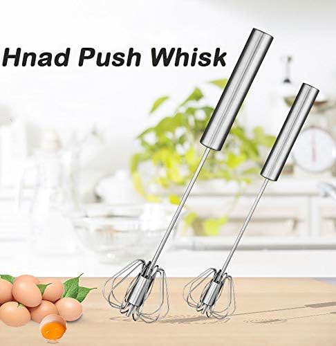 Stainless Steel Semi-automatic Egg Whisk - 3PCS Hand Push Rotary Whisk Blender (3 Pack)