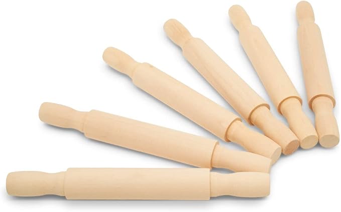 Wooden Mini Rolling Pin, 7 Inches Long, Pack of 25, Perfect for Fondant, Pasta, Baking in the Kitchen and Crafting, by Woodpeckers