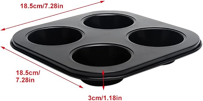 2pcs 4-Hole Muffin Pan, Bakeware Non-stick Cupcake Baking Pan Mini Pie Pans, Heavy Duty Carbon Steel Muffin Tray Standard Baking Mold Pan for Oven Bakings (Black)
