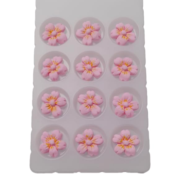 HeDeon&Rles 12 Pcs Edible Cherry Blossom Candy National Cherry Blossom Festival Candy Sprinkles for Baking Cake Icing Pancake Cupcake Decoration Wedding Birthday Christmas Halloween Supplies
