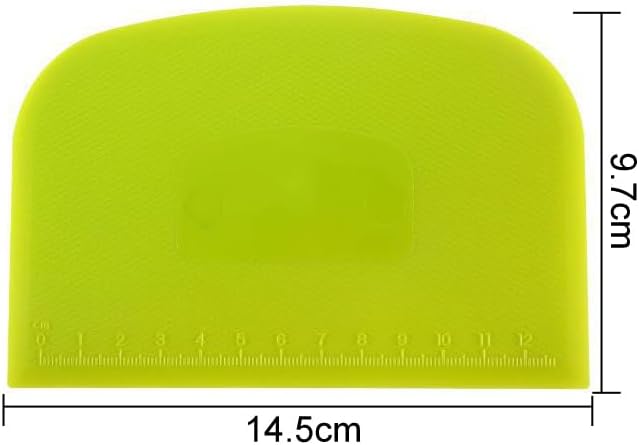 2 Pieces Hard Dough Scraper Bowl Scraper with Scale Plastic Dough Cutter Practical Bench Scrapers Multipurpose Food Scrappers for Bread Dough Cake Fondant Icing, 14.5 x 9.7 cm, White, Green