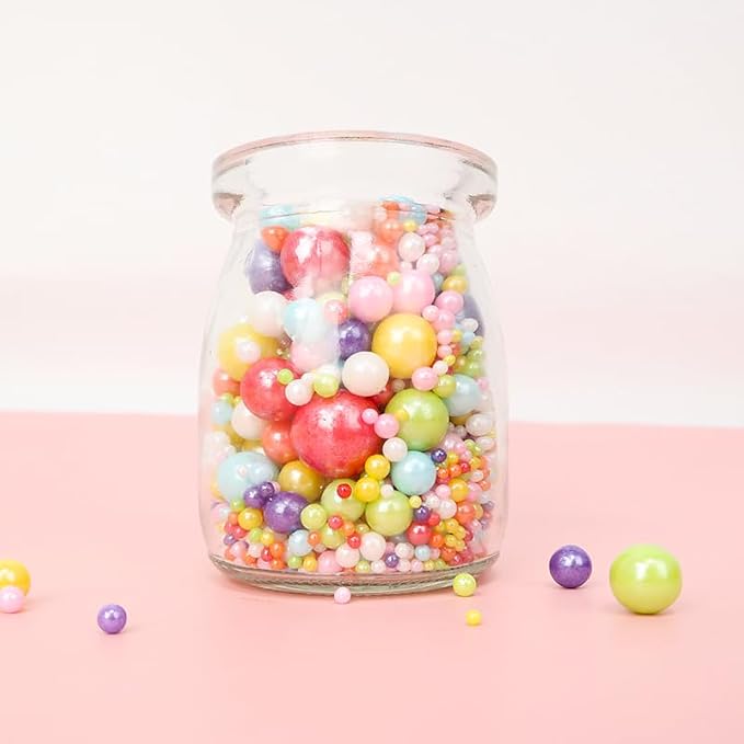 Pastel Pearl Sprinkles for Cake Decorating, Edible Rainbow Pearl Sugar Sprinkles Baking Cake Decorations Cupcake Toppers Cookie Decorating Celebrations Wedding Valentines Supplies 120g/ 4.23oz