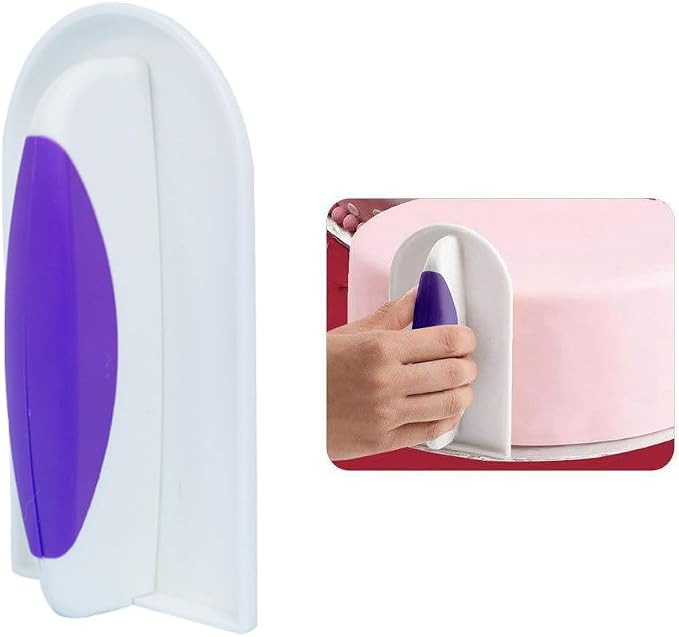 1 Piece Plastic Cake Smoother Tool Scraper with Handle Cake Icing Trowel Fondant Icing Smoother Polisher Cake Icing Smoother Cake Surface Smoother for Cakes Decorating, Purple Handle
