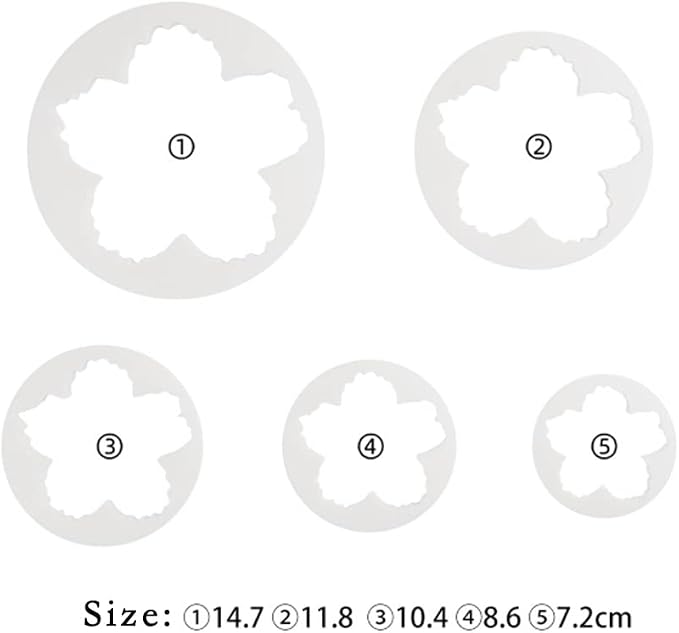SK 5-Piece Peony Fondant Cutters Set Sugarcraft Modeling Tools Kit for Cake Decoration White