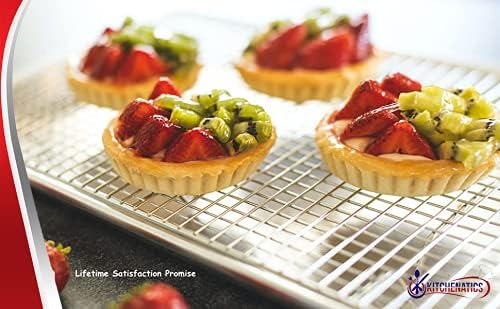 KITCHENATICS Jelly Roll Baking Pan and Rack Set Nonstick 10.6x15.6 | Aluminum tray and stainless steel rack combo used together or apart for baking, cooling or roasting