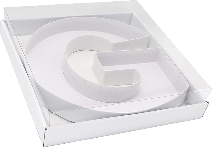 WENPACK 12.5" Cardboard Letter Shaped Mache Decorative Strawberries Fillable Sweets Candy Box with Clear Lid (White, G)